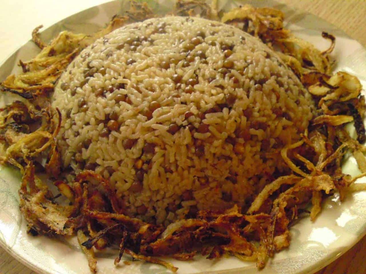 مجدرة الأرز والعدس | مجدرة الأرز والعدس الفلسطينية 